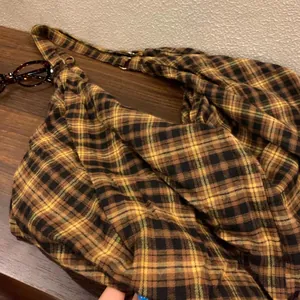 Sac cabas vintage en toile à carreaux marron, style hobo décontracté pour les trajets quotidiens