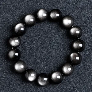 Lässige Rock Tropische Runde Obsidian Armbänder Im Großhandel