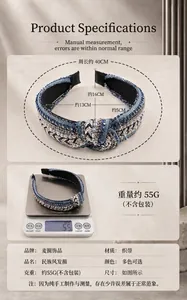 Bohemian beaded headband detail showing weight and dimensions for comfortable fit