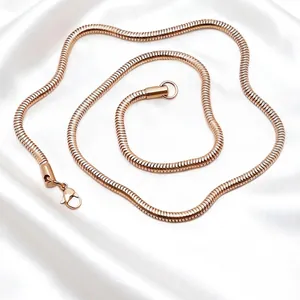Minimalist Stainless Steel Snake Chain Necklace Gold Silver Rose Gold Plated Unisex Snake Bone Chain Fashion Jewelry Accessory
