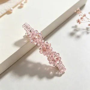 Rosa Kristall Perlen Haarspange Elegante Legierung Feder Barrette Für Frauen Süßen Koreanischen Stil Haarnadel