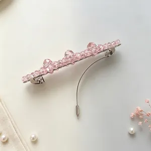 Eleganter rosa kristallperlen besetzter haarclip haarschmuck für damen und mädchen