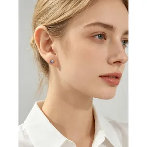 Élégantes boucles d'oreilles en argent s925 avec un zircon violet scintillant pour femme