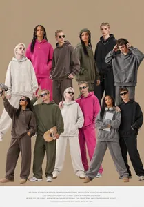 Group showcase of unisex oversized vintage washed hoodies in multiple retro colors