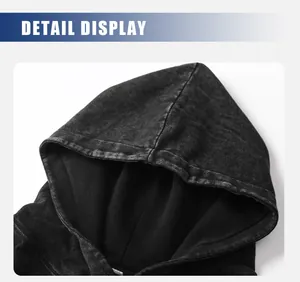 Detailed close-up showing the vintage acid wash texture on this 360G hooded sweatshirt