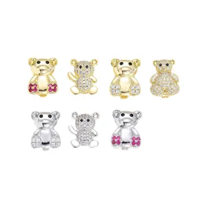 Set mit sieben gold- und silbernen Teddybären-Charms für 10-mm-Mesh-Armband-Zubehör