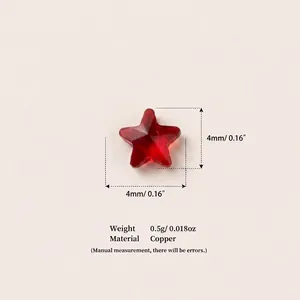 Roter facettierter sternförmiger Glasanhänger mit Kupfersockel für DIY-Schmuckherstellung