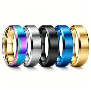 8 mm brede geborstelde roestvrijstalen ringen in meerdere kleuren voor mannen en vrouwen.