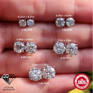 925 Sterling Silver Moissanite Screw Thread Stud Earrings Minimalist Labret Helix Piercing Cartilage Jewelry For Women Gift
