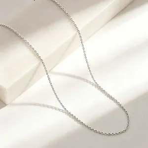 Macro view of high-quality minimalist silver titanium steel O-chain necklace links