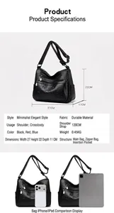 Sac bandoulière élégant en noir avec motif trèfle et détails sur les dimensions