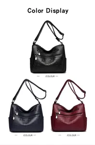Sacs bandoulière en cuir avec fleurs embossées en noir, bleu marine et bordeaux