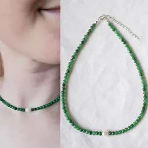 Collier en Perles de Pierre Naturelle Et Perle d'Eau Douce Naturelle Fait à la Main Pour Femme Bijoux Minimalistes Chaîne de Clavicule