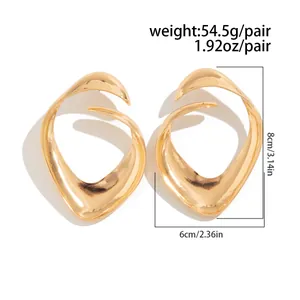 Irregular liquid lava gold earrings showing precise dimensions and pair weight