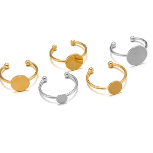Adjustable stainless steel ring base blanks in gold and silver for DIY jewelry making