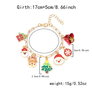Detailed view of Christmas charm bracelet with dimensions and weight info