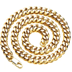 Premium chunky 18k gold plated Cuban link chain necklace for men in hip hop style