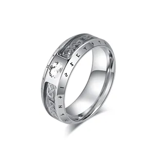Vintage Viking rune ring van titanium staal met levensboom en Keltische knoop details
