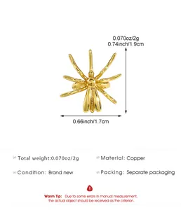 Detailed specifications and measurements for the golden spider non-pierced ear cuff clip