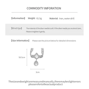 Spécifications détaillées de taille et de matériau pour ce collier goutte d'eau strass.