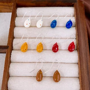 Orecchini Pendenti a Goccia con Pois alla Moda per Donna Orecchini Pendenti Minimalisti in Rame Smaltato con Gancio in Acciaio