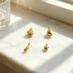Edelstahl Marine Serie Charms 18K Vergoldet Muschel Stern Fußabdruck Anhänger Für DIY Armband Schmuckherstellung Zubehör