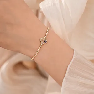 Elegant gouden zirkoon klavertje vier bloem armband voor vrouwen, luxe mode