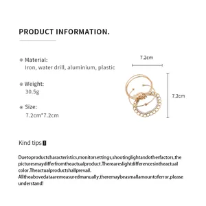 Specifiche dettagliate per il set di 4 bracciali in metallo con catena e strass da donna