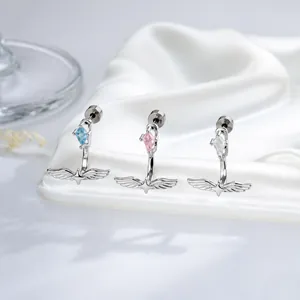Angel Wings Star Titanium Alloy Piercing Stud Earrings With Zirconia For Men Women Minimalist Ins Style Body Jewelry