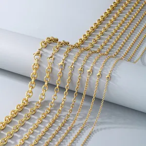 Gold stainless steel cable chains in multiple thicknesses with lobster clasps