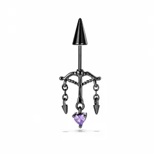 Gothische zwarte hart pijl kwastje piercing oorbel van roestvrij staal materiaal top