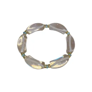 Elegante pulsera de resina estilo coreano con diamantes de imitación brillantes y cuentas