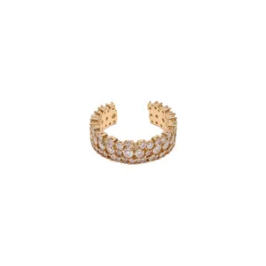 Minimalistischer goldfarbener offener Ring mit funkelnden ovalen Zirkonia-Steinen