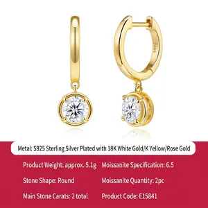 Elegante Creolen aus S925 Sterlingsilber mit 18 Karat Vergoldung und Moissanit