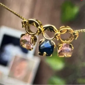 Girl Pendant Necklace Copper Gold Plated With Heart Shaped Colorful Zircon Clavicle Chain Minimalist Jewelry For Women