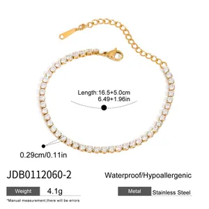 Bracciale tennis regolabile in acciaio dorato con zirconi cubici da 0,29 cm