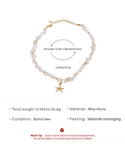 Specifiche dettagliate collana in pietra stile bohémien con ciondolo stella marina, 33+5cm