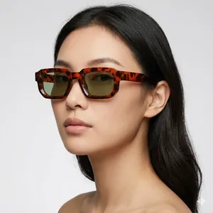 Lunettes De Soleil Carrées Vintage Monture Épaisse En PC Verre AC Protection UV400 Retro Hip Hop Streetwear Mode Pour Hommes Femmes