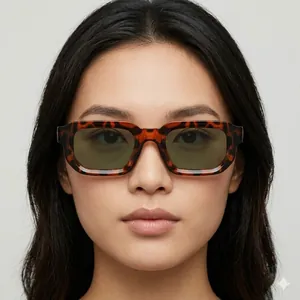Lunettes de soleil rétro carrées écaille de tortue, monture épaisse tendance pour femme