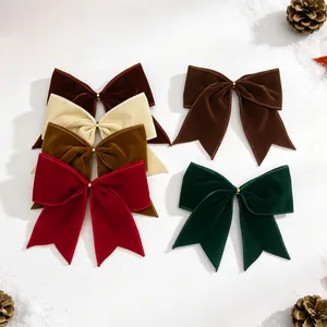 Große Samt Weihnachtsschleifen Handgefertigt DIY Baumspitze Girlande Dekoration Festliche Rot Grün Schwarz Braun Schwalbenschwanz Schleifen