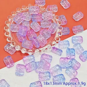 Macro detail of 18x13mm gradient purple floral glass beads for DIY jewelry making