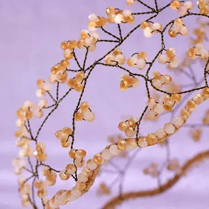 Élégant serre-tête tressé de style forêt avec perles de cristal ambre pour mariages