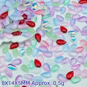 Detailed view of 8x14x5mm colorful teardrop glass beads for DIY jewelry making