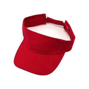 Vibrant red adjustable sun visor hat showing fabric texture for sports and outdoor use