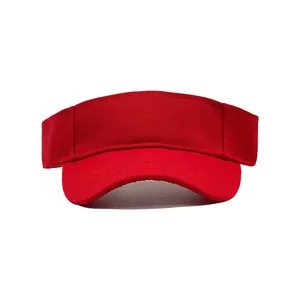 Vibrant red sun visor hat for outdoor sports and running, adjustable empty top cap.