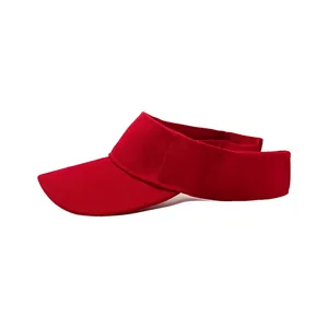 Side profile of a vibrant red sports sun visor hat for outdoor running and golf activities