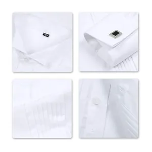 Chemise de smoking blanche avec col cassé et devant plissé pour mariages