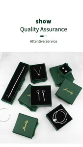 Scatole regalo per gioielli verde scuro con scritta dorata per collane e bracciali