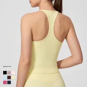 Yellow racerback yoga tank top for fitness with 8 optional colors available