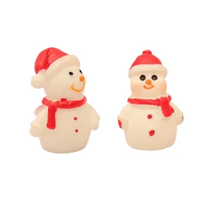 Pair of miniature Christmas snowman figurines for dollhouse holiday scene decoration